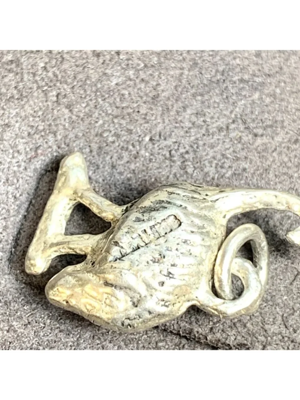 Textured Sterling Silver 925 Ostrich Dangle Charm Size 0.75'' Length